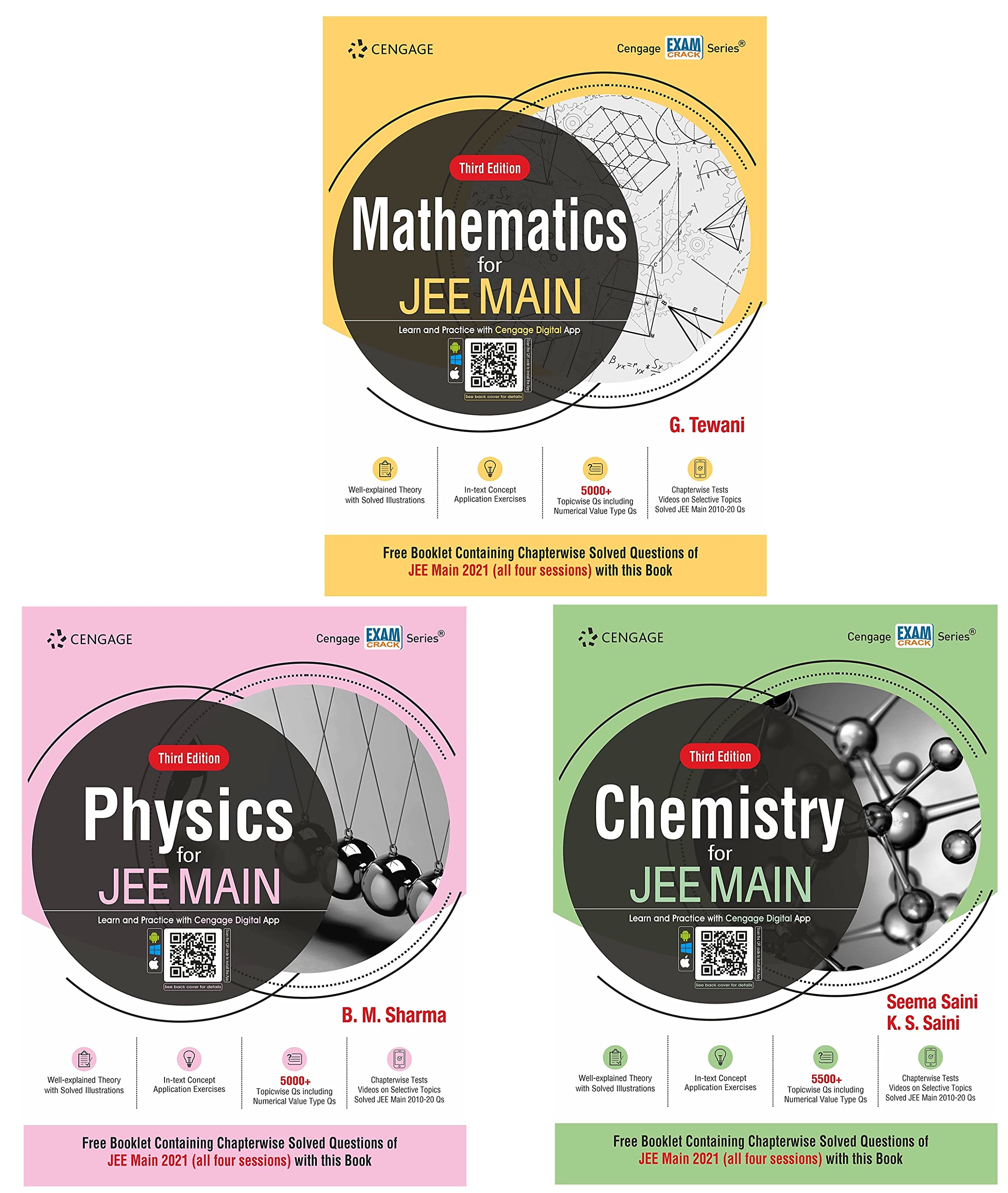 JEE Main ( Physics, Chemistry, Maths ) Set Of 3 Books, 3E, Cengage ...